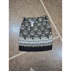 Worthington Geometric Print Pleated Pencil Skirt 8 Pockets Artsy Boho Whimsygoth